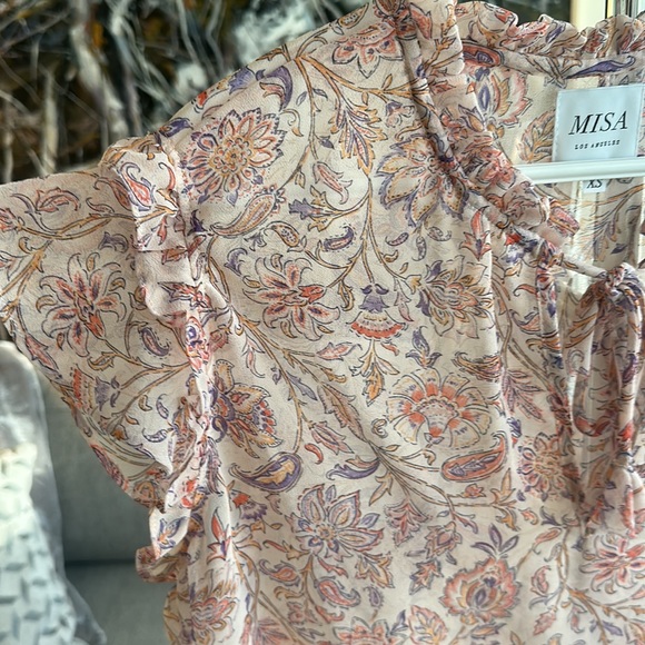 Misa Los Angeles Blouse Pink Purple Floral - Picture 3 of 3